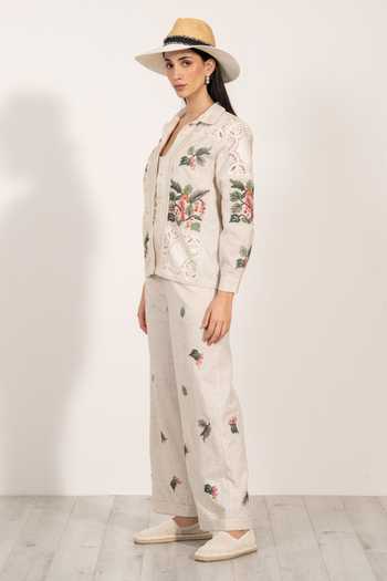 Shop RANNA GILL Beige Polyester Livia High Waisted Pant Online at Aza Fashions Shop_RANNA GILL_Beige Polyester Livia High Waisted Pant _Online_at_Aza_Fashions