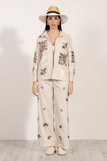RANNA GILL Beige Polyester Livia High Waisted Pant at Aza Fashions RANNA GILL_Beige Polyester Livia High Waisted Pant _at_Aza_Fashions