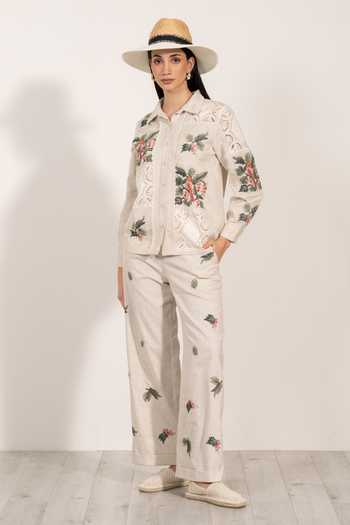 Buy RANNA GILL Beige Polyester Livia High Waisted Pant Buy_RANNA GILL_Beige Polyester Livia High Waisted Pant