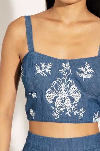 Buy_RANNA GILL_Blue Denim Square Neck Ruvo Bustier 