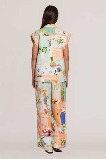 RANNA GILL Masha Amalfi Print Wide Leg Pant 