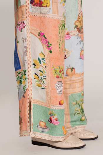Shop_RANNA GILL_Multi Color Linen, Viscose Masha Amalfi Print Wide Leg Pant _Online_at_Aza_Fashions