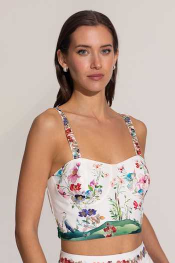 RANNA GILL Layla Lilacs Bloom Print Bustier 