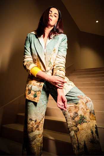 Buy_RANNA GILL_Blue Viscose Georgette Parma Tuscany Print Wide Leg Pant _Online_at_Aza_Fashions