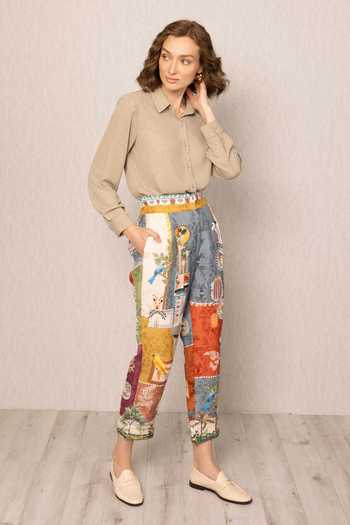 RANNA GILL_Beige Georgette Button-down Neck Ezra Shirt _Online_at_Aza_Fashions