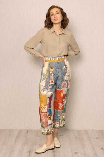 Shop_RANNA GILL_Beige Georgette Button-down Neck Ezra Shirt _Online_at_Aza_Fashions