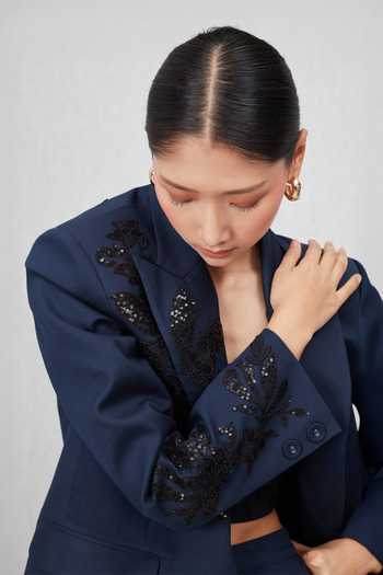 Buy RANNA GILL Blue Cotton, Twill Amara Applique Embroidered Jacket Online at Aza Fashions Buy_RANNA GILL_Blue Cotton, Twill Amara Applique Embroidered Jacket _Online_at_Aza_Fashions