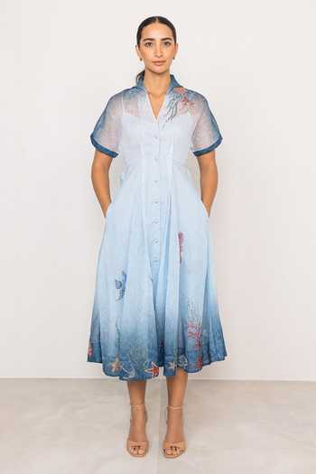 RANNA GILL Selina Flared Ombre Midi Dress