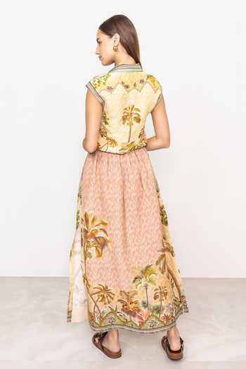 Buy RANNA GILL Multi Color Linen, Viscose Collared Neck Lumi Sleeveless Crop Top Online at Aza Fashions Buy_RANNA GILL_Multi Color Linen, Viscose Collared Neck Lumi Sleeveless Crop Top _Online_at_Aza_Fashions