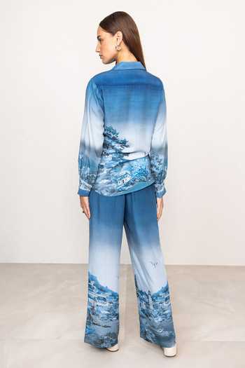 RANNA GILL Misty Rome Print Button Down Shirt