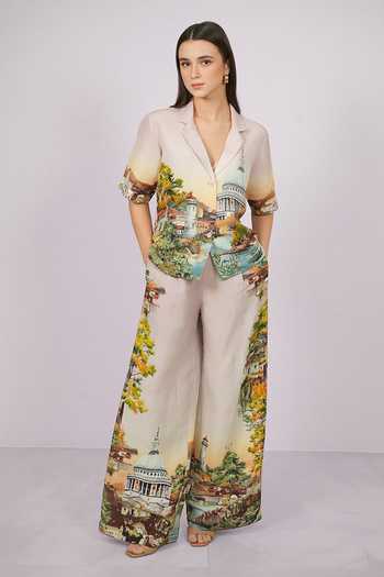 RANNA GILL Ravena Notch Collar Shirt & Pant Set