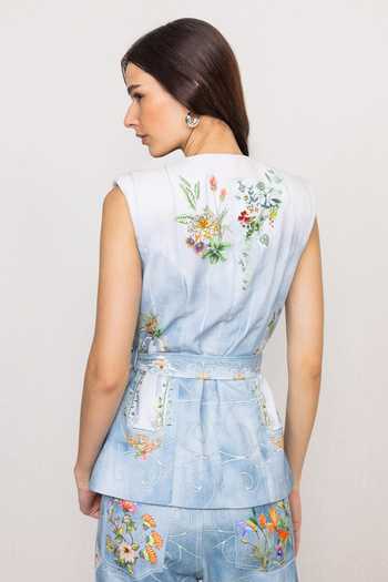 RANNA GILL Rafia Printed Waist Coat