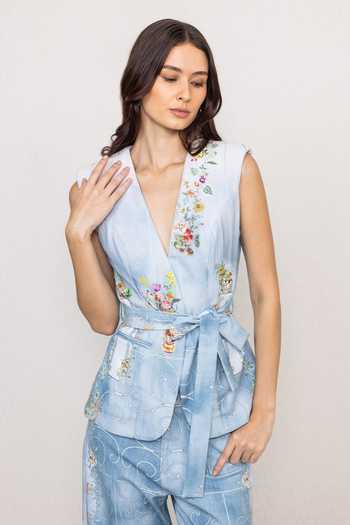 RANNA GILL Rafia Printed Waist Coat