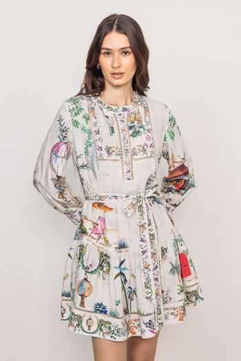 RANNA GILL Tern Pleated Yoke Mini Dress