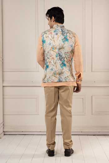 POONAM KASERA Floral Print Bundi & Kurta Set 
