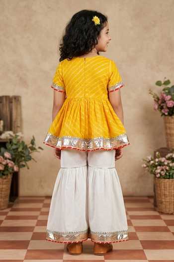 Byb Premium Yellow Embellished Peplum Top & Palazzo Set