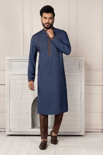 Buy POONAM KASERA Blue Silk, Dupion Embroidered Kurta Set Online at Aza Fashions Buy_POONAM KASERA_Blue Silk, Dupion Embroidered Kurta Set _Online_at_Aza_Fashions
