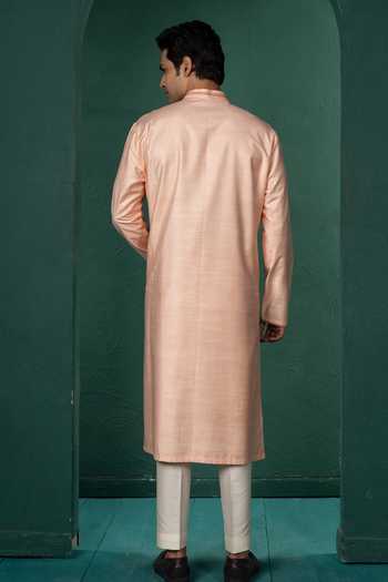 POONAM KASERA Peach Embroidered Kurta Set 