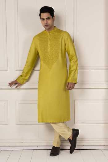 POONAM KASERA Moss Green Embroidered Kurta Set 