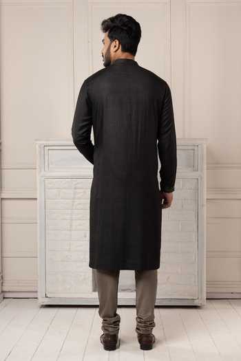 POONAM KASERA Black Hand Embroidered Kurta Set 