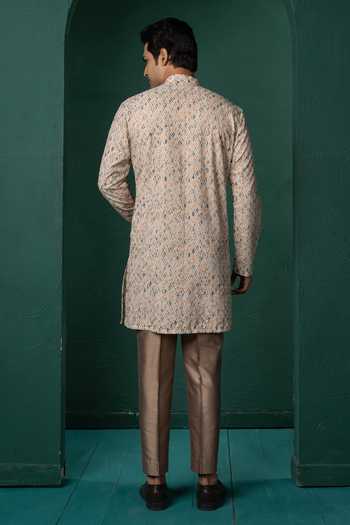 POONAM KASERA Geometric Woven Kurta Set 