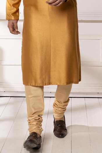 Buy_Poonam Kasera_Yellow Silk, Dupion Kashmiri Embroidered Kurta Set _Online_at_Aza_Fashions