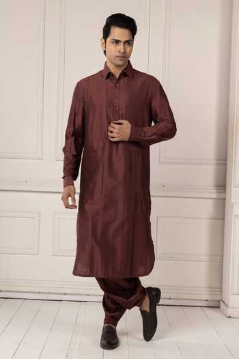 POONAM KASERA Deep Maroon Textured Kurta Set 