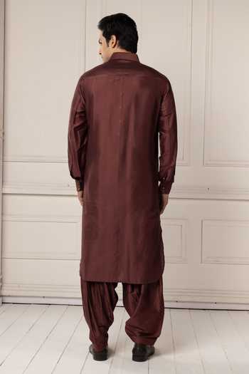 POONAM KASERA Deep Maroon Textured Kurta Set 