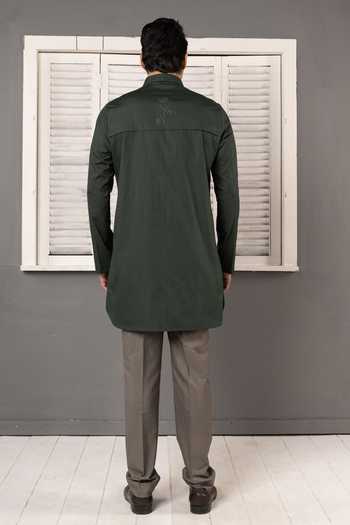 POONAM KASERA Deep Green Short Kurta Set 