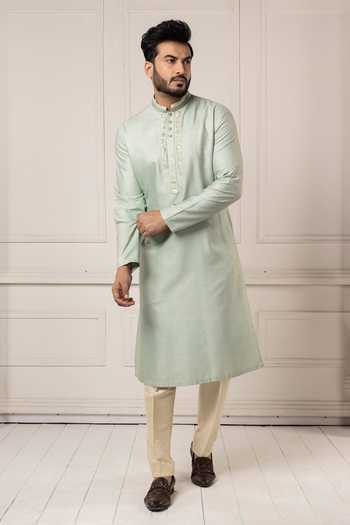 POONAM KASERA Mint Gota Embroidered Kurta Set 