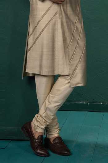 POONAM KASERA Beige Silk, Dupion Diagonal Pintucks Kurta Set Online at Aza Fashions POONAM KASERA_Beige Silk, Dupion Diagonal Pintucks Kurta Set _Online_at_Aza_Fashions