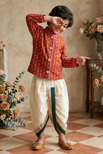 Byb Premium Maroon Cotton Embroidery, Zari Embellished Kurta And Dhoti Pant Set Online at Aza Fashions Byb Premium_Maroon Cotton Embroidery, Zari Embellished Kurta And Dhoti Pant Set _Online_at_Aza_Fashions