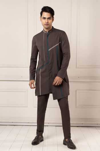 POONAM KASERA Charcoal Short Kurta Set 