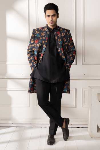 POONAM KASERA Floral Print Jacket & Kurta Set 