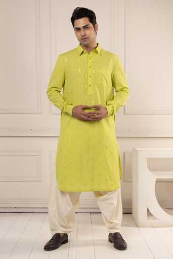POONAM KASERA Mirror Work Pathani Kurta Set 