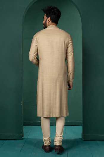 POONAM KASERA Beige Pintuck Kurta Set 