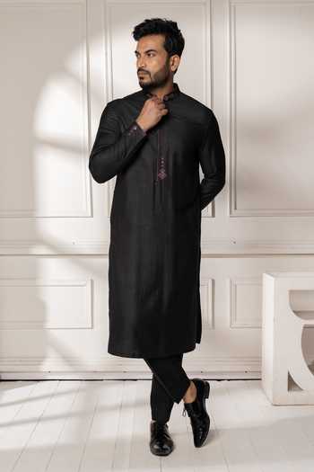POONAM KASERA Black Mirror Work Kurta Set 