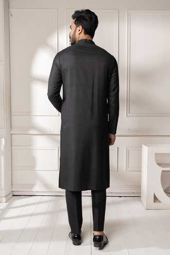 POONAM KASERA Black Mirror Work Kurta Set 