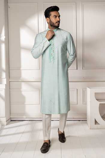POONAM KASERA Pintuck Embroidered Kurta Set 