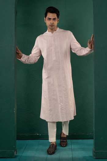 POONAM KASERA Linen Embroidered Kurta Set 