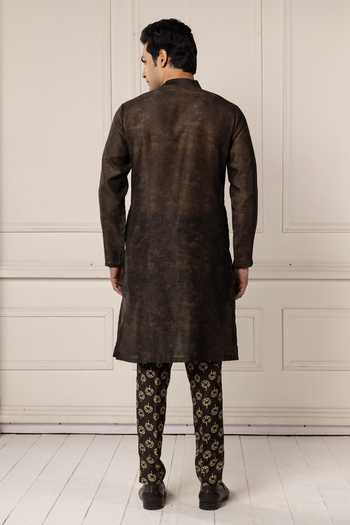 POONAM KASERA Olive Green Layered Kurta Set 