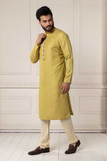Shop POONAM KASERA Green Silk, Dupion Kashmiri Embroidered Kurta Set Online at Aza Fashions Shop_POONAM KASERA_Green Silk, Dupion Kashmiri Embroidered Kurta Set _Online_at_Aza_Fashions