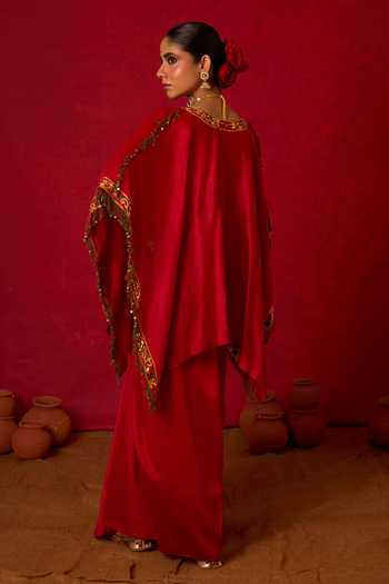 Nitara Dhanraj Label Embroidered Cape Skirt Set 