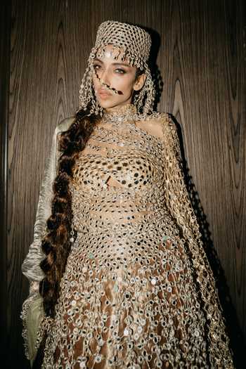 Buy_Itrh_Green Silk, Tissue, Lampi Mirrors Tarakini Embellished Bridal Lehenga Set 