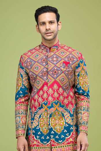 Buy Arihant Rai Sinha Multi Color Georgette Sequin Embroidered Sherwani Jacket And Pant Set Buy_Arihant Rai Sinha_Multi Color Georgette Sequin Embroidered Sherwani Jacket And Pant Set