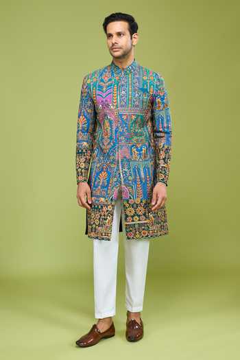 Arihant Rai Sinha Multi Color Georgette Embroidered Sherwani Jacket And Pant Set at Aza Fashions Arihant Rai Sinha_Multi Color Georgette Embroidered Sherwani Jacket And Pant Set _at_Aza_Fashions