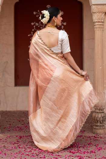 Zal From Benaras Banarasi Handloom Saree With Unstitched Blouse Fabric 