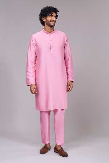 Shop Aariyana Couture Pink Silk, Cotton Embroidery Thread Work Bundi And Kurta Set Online at Aza Fashions Shop_Aariyana Couture_Pink Silk, Cotton Embroidery Thread Work Bundi And Kurta Set _Online_at_Aza_Fashions