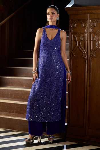 Vvani by vani vats Mirror Embroidered Kurta Palazzo Set 