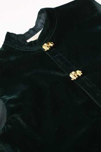 Shop Byb Premium Green Velvet Dark Sleeveless Bundi Online at Aza Fashions Shop_Byb Premium_Green Velvet Dark Sleeveless Bundi _Online_at_Aza_Fashions